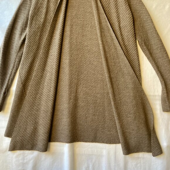 Eileen Fisher Italian Wool Womens Tan PS Sweater Lagenlook Duster Open Cardigan - Picture 8 of 16